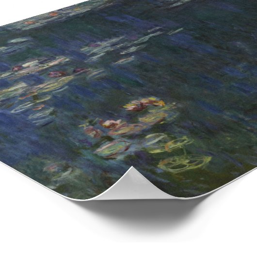 Monet - Het water laat groene reflecties zien Poster (Hoek)