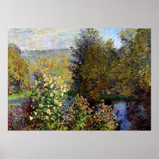Monet - Hoek van de tuin in Montgeron Poster (Voorkant)