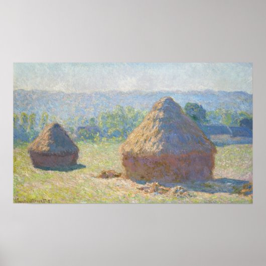 Monet - Hooibergen einde van de zomer Poster (Voorkant)