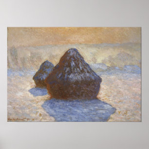 Monet - Hooibergen Sneeuw Effect Poster