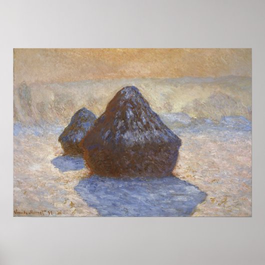 Monet - Hooibergen Sneeuw Effect Poster (Voorkant)