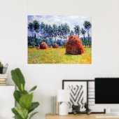 Monet - Hooiopperslagen in Giverny, 1884, Poster (Thuiskantoor)