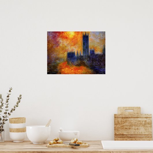 Monet House of Parliament en Sunset Poster (Keuken)