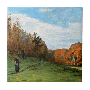 Monet, Houthakkers in het Fontainebleau bos, Tegeltje