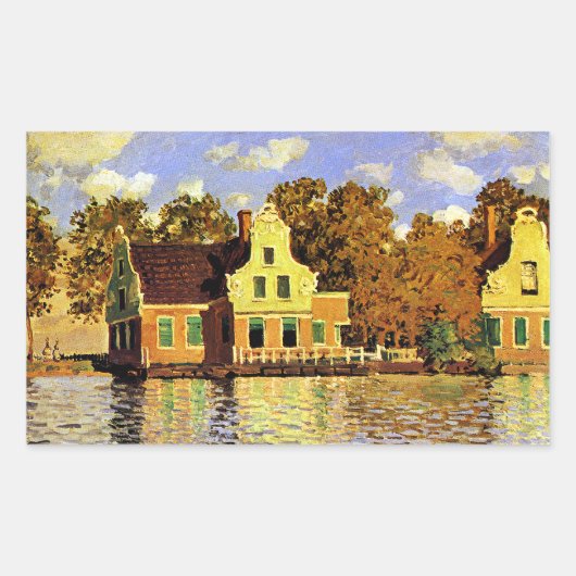 Monet - Huizen aan de Zaan bij Zaandam, Rechthoekige Sticker (Voorkant)