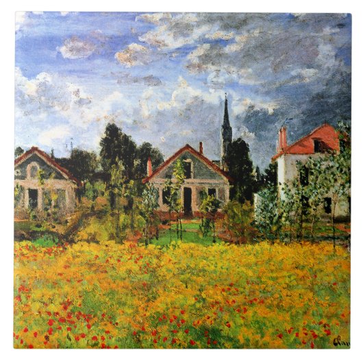 Monet - Huizen in Argenteuil, beroemde kunstwerken Tegeltje (Voorkant)