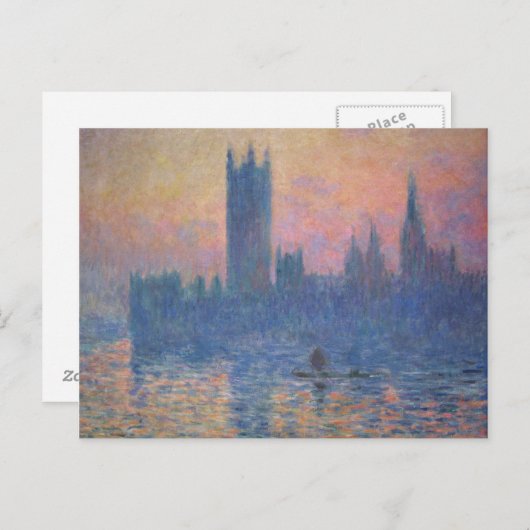Monet - Huizen van het Parlement op zonsondergang Briefkaart (Voorkant / Achterkant)