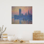 Monet - Huizen van het Parlement op zonsondergang Poster (Keuken)