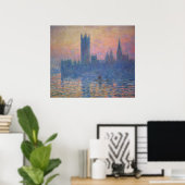 Monet - Huizen van het Parlement op zonsondergang Poster (Thuiskantoor)