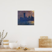 Monet - Huizen van het parlement - Zonneeffect Poster (Keuken)