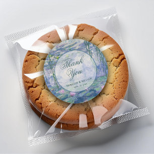 Monet Huwelijksbloemen Waterlelies Bedankt Script Ronde Sticker