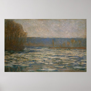Monet - ijsvorming op de zegen in Bennecourt Poster