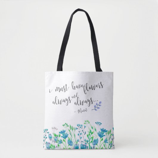 Monet ik moet bloemen hebben altijd blauwe tuin tote bag (Voorkant)