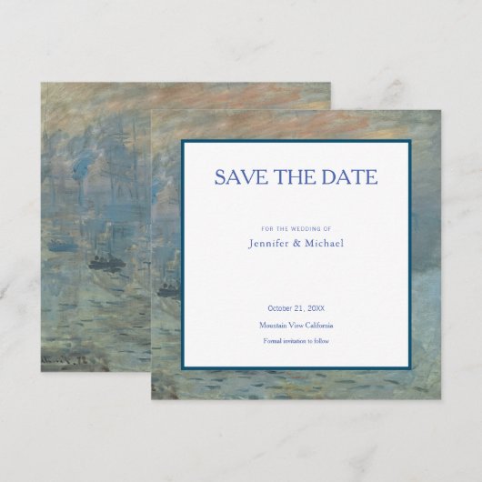 Monet Impression Sunrise Professioneel Minimalisti Save The Date (Voorkant / Achterkant)