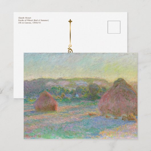 Monet Impressionist Art Haystacks Einde zomer Briefkaart (Voorkant / Achterkant)