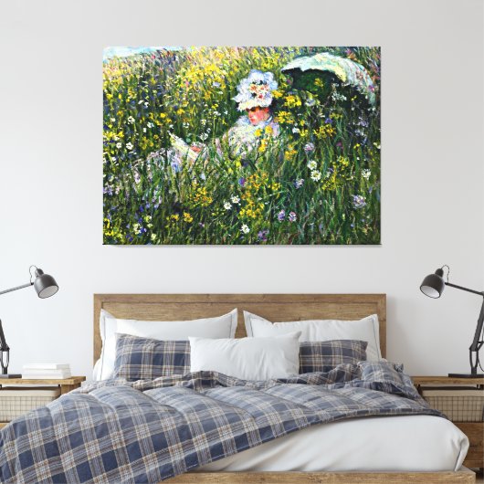 Monet - In de Meadow Canvas Afdruk (Insitu (Slaapkamer))