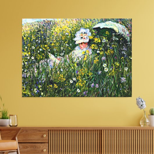 Monet - In de Meadow Canvas Afdruk (Insitu (Woonkamer))