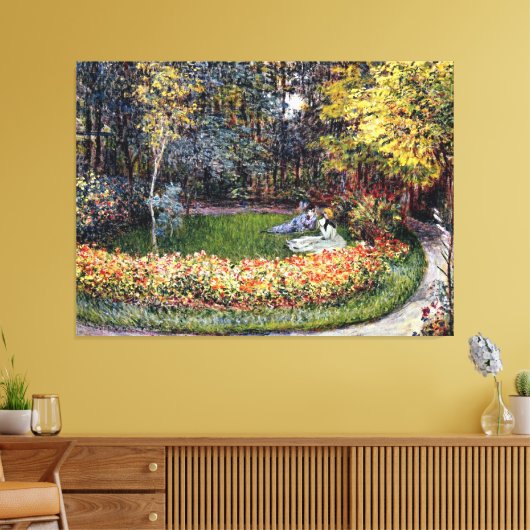 Monet - In de tuin, beroemd schilderij Canvas Afdruk (Insitu (Woonkamer))