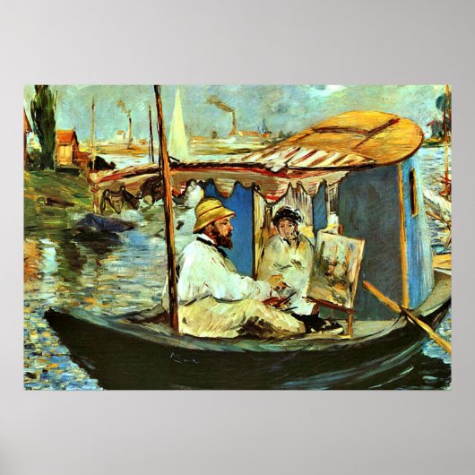 Monet in zijn Floating Studio Boat door Edouard Ma Poster (Voorkant)