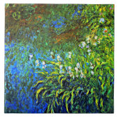 Monet - Iris bij de Zee Roos Pond Tegeltje (Voorkant)