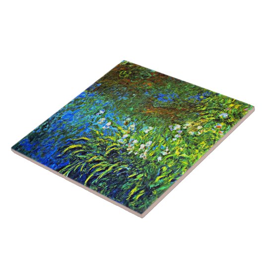 Monet - Iris bij de Zee Roos Pond Tegeltje (Zijkant)