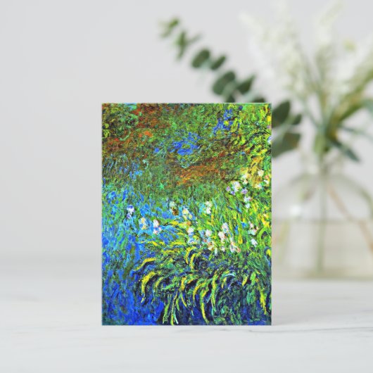 Monet - Iris op het Zee Roos Pond, beroemd schilde Briefkaart (Staand voorkant)