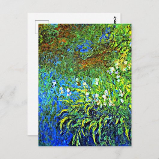 Monet - Iris op het Zee Roos Pond, beroemd schilde Briefkaart (Voorkant / Achterkant)