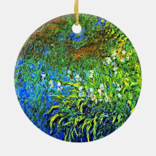 Monet - Iris op het Zee Roos Pond, beroemd schilde Keramisch Ornament (Achterkant)