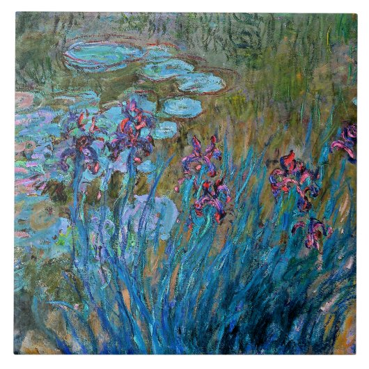 Monet - Irissen en waterlelies Tegeltje (Voorkant)