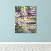 Monet Japans Bridge Symfonie in Roos Fine Art Canvas Afdruk (Insitu (Houten vloer))