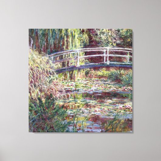 Monet Japans Bridge Symfonie in Roos Fine Art Canvas Afdruk (Voorkant)