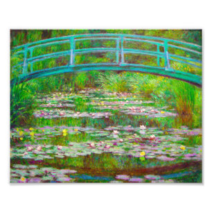 Monet Japanse brug en waterlilies Foto Afdruk