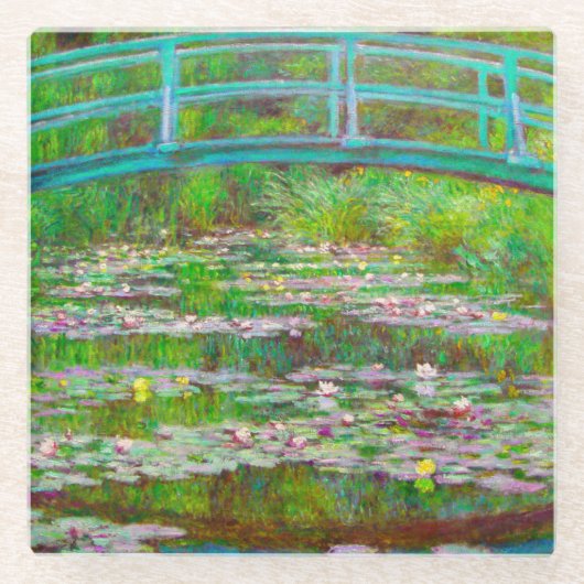 Monet Japanse brug en waterlilies Glazen Onderzetter (Voorkant)