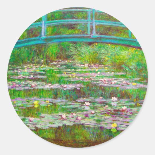 Monet Japanse brug en waterlilies Ronde Sticker (Voorkant)
