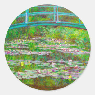 Monet Japanse brug en waterlilies Ronde Sticker