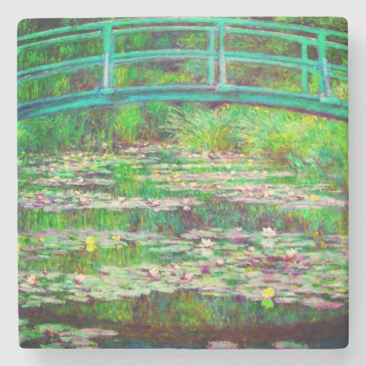 Monet Japanse brug en waterlilies Stenen Onderzetter (Voorkant)