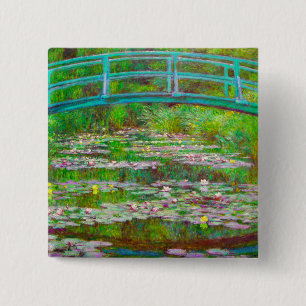 Monet Japanse brug en waterlilies Vierkante Button 5,1 Cm