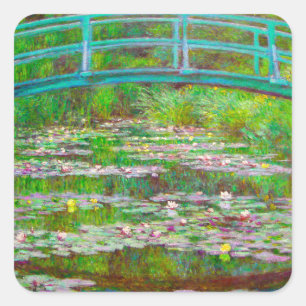 Monet Japanse brug en waterlilies Vierkante Sticker