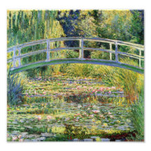 Monet Japanse brug met waterlilies afdrukken