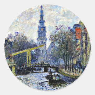 Monet - Kanaal in Amsterdam, Ronde Sticker