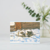 Monet, kat uit een bed briefkaart (Staand voorkant)