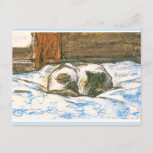 Monet, kat uit een bed briefkaart