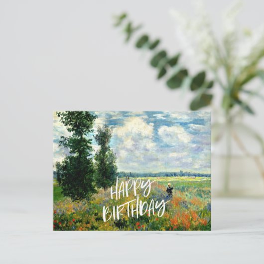 Monet - Klaprozenveld, Argenteuil, verjaardagsgroe Briefkaart (Staand voorkant)