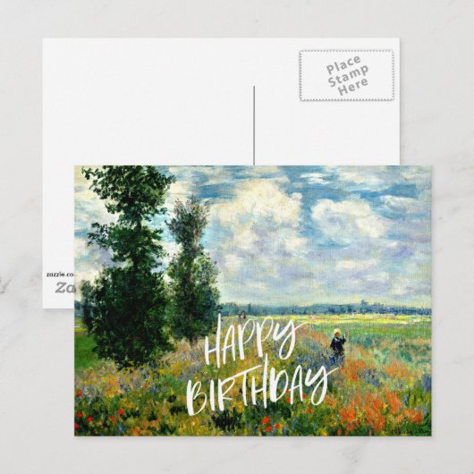 Monet - Klaprozenveld, Argenteuil, verjaardagsgroe Briefkaart (Voorkant / Achterkant)