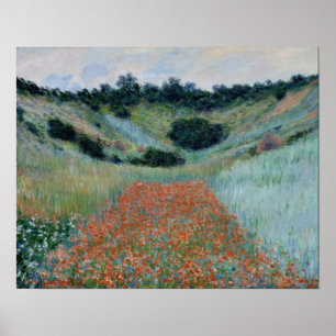 Monet - Klaprozenveld in een holte bij Giverny Poster