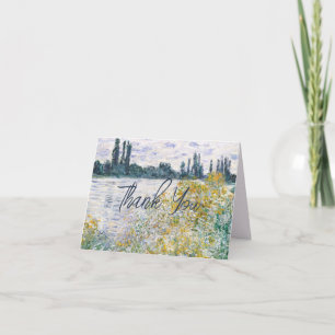 Monet Kunst Schilderij Rivier Gele Bloemen Schrift Bedankkaart