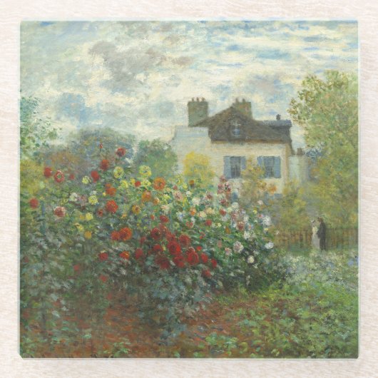 Monet Kunstenaars Tuin in Argenteuil Schilderij Glazen Onderzetter (Voorkant)