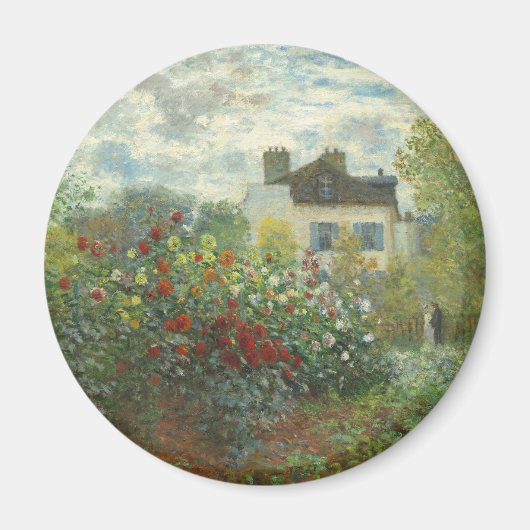 Monet Kunstenaars Tuin in Argenteuil Schilderij Magneet (Voorkant)