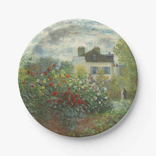 Monet Kunstenaars Tuin in Argenteuil Schilderij Papieren Bordje (Voorkant)
