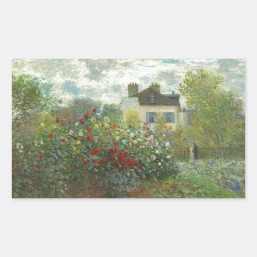 Monet Kunstenaars Tuin in Argenteuil Schilderij Rechthoekige Sticker (Voorkant)
